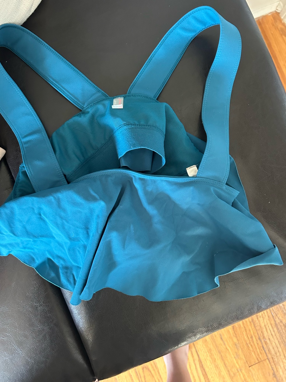 Free People Teal Blue Strappy Flounce Crop Top